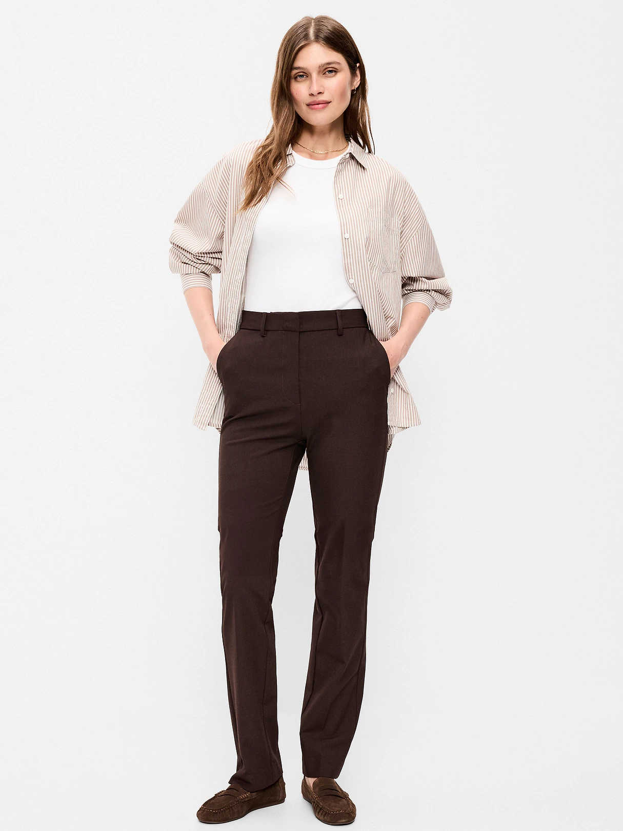 Extra High-Waisted Straight-Leg Twill Pants - Black Coffee