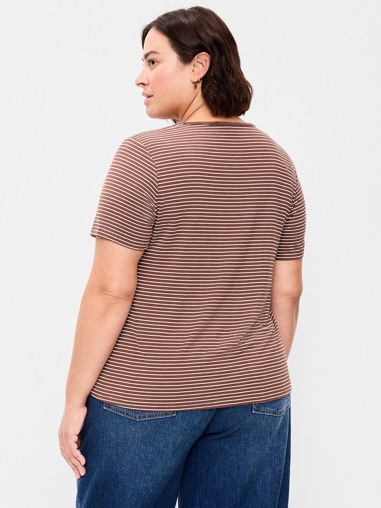 Luxe Crew-Neck T-Shirt - Earth Brown Stripe