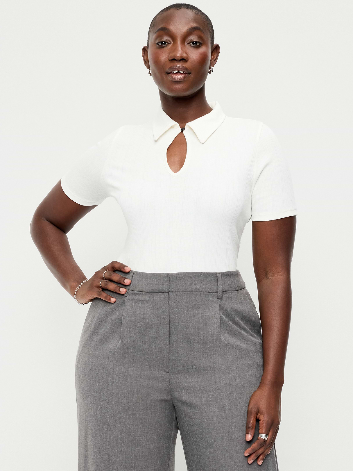 Keyhole Polo Top - Sea Salt