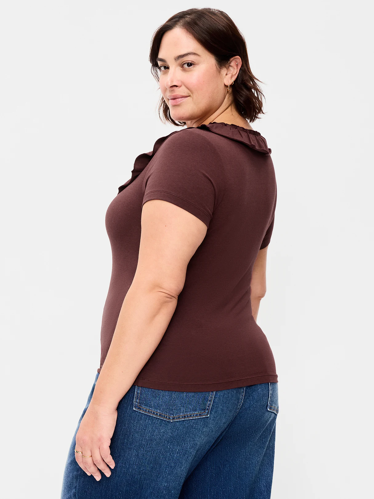 Lettuce-Edge Scoop-Neck Top - Reddy Or Not