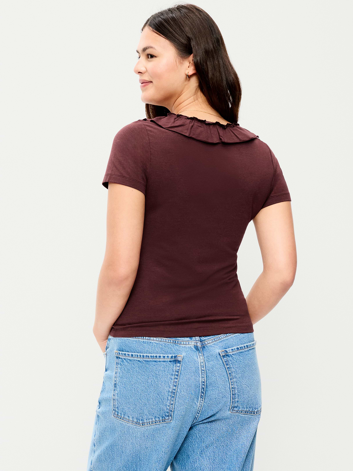 Lettuce-Edge Scoop-Neck Top - Reddy Or Not