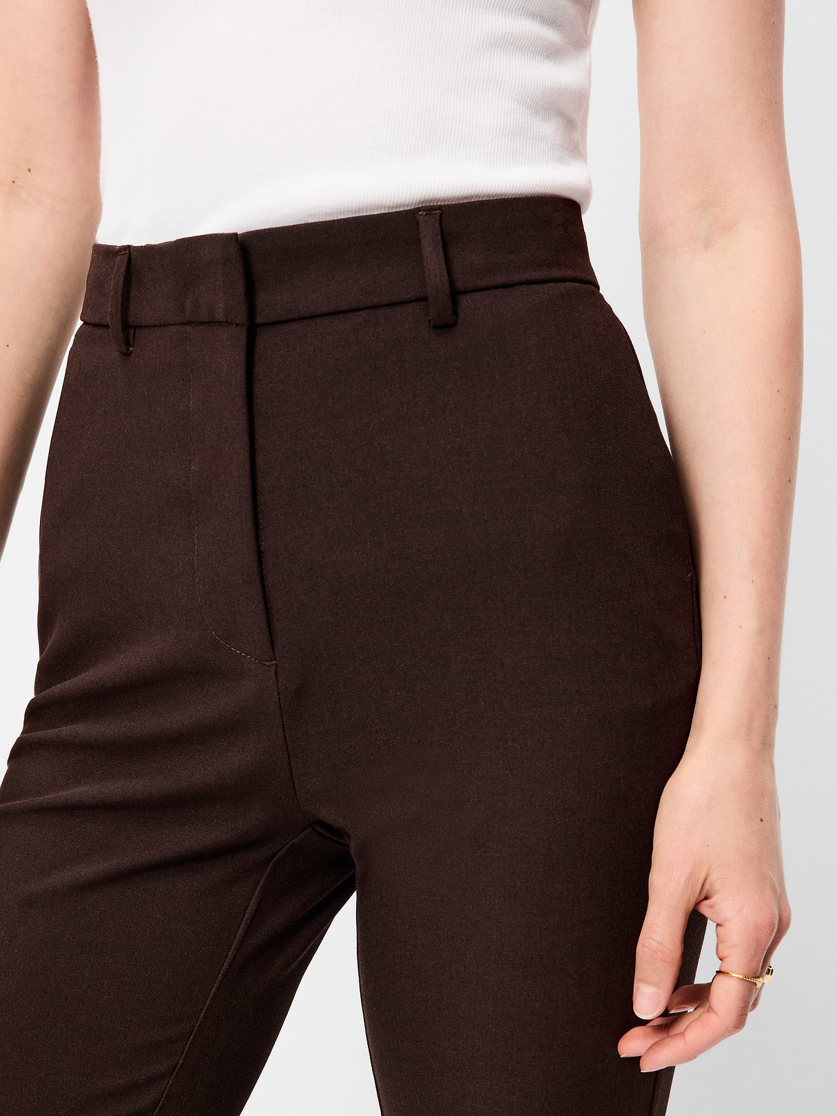 Extra High-Waisted Straight-Leg Twill Pants - Black Coffee