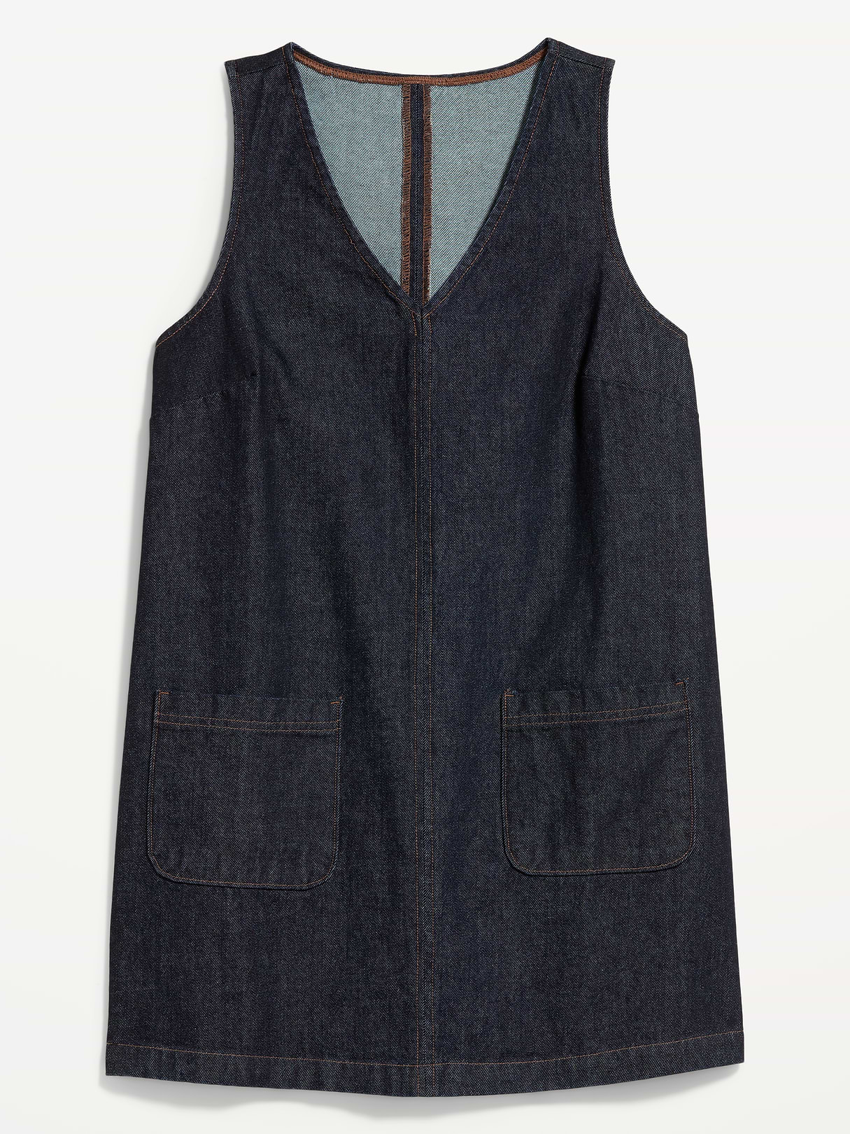 Sleeveless Pinafore Mini Dress - Dark Wash