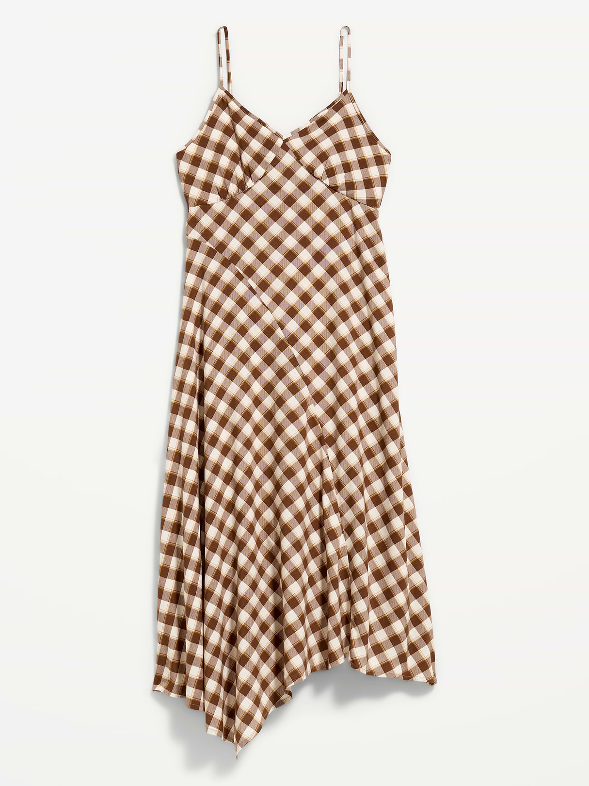 Fit & Flare Tie-Back Asymmetrical Midi Dress - Plaid