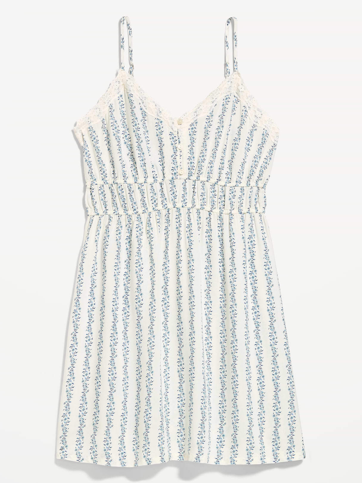Sleeveless Trousseau Mini Dress - Blue Floral