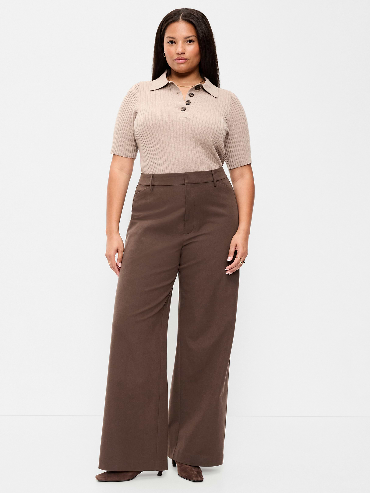 High-Waisted Pull-On Pixie Wide Leg Pants - Black Coffee