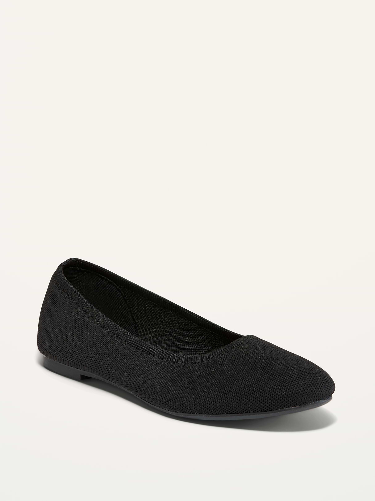 Knit Almond-Toe Ballet Flats - Black Jack