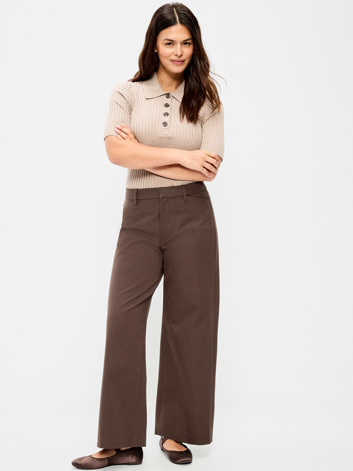 High-Waisted Pull-On Pixie Wide Leg Pants - Black Coffee
