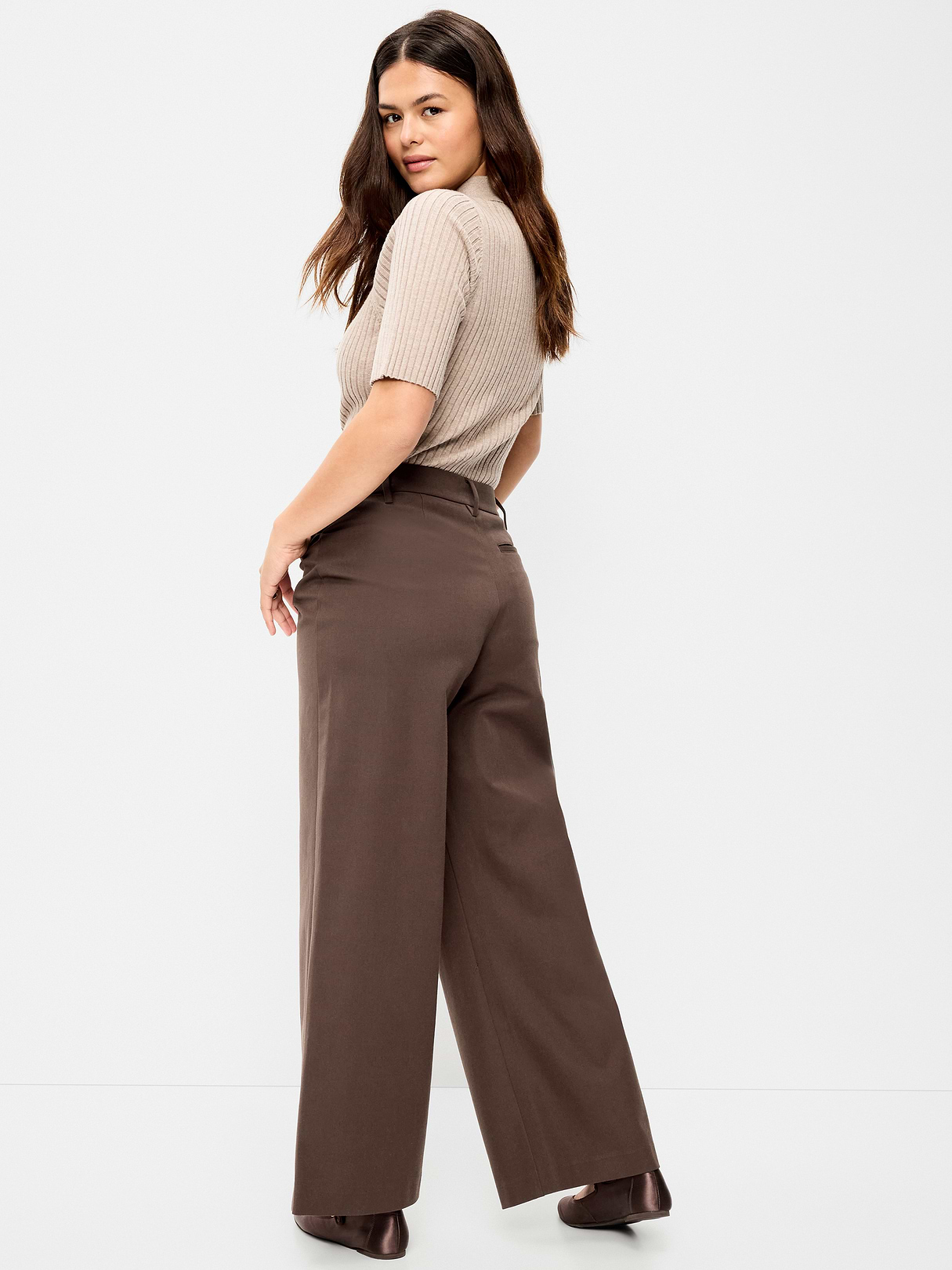 High-Waisted Pull-On Pixie Wide Leg Pants - Black Coffee