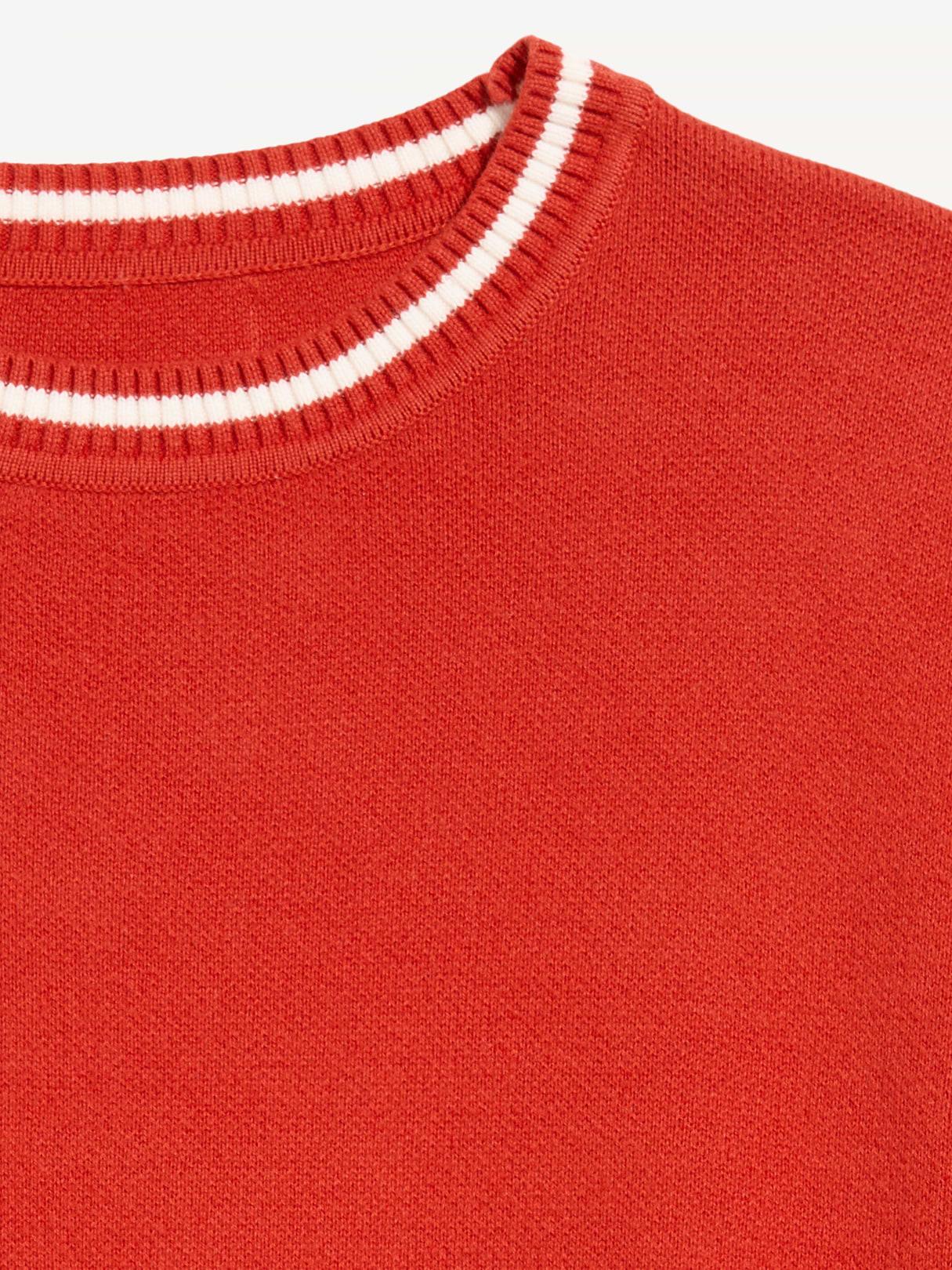 Cotton-Blend Crew-Neck Cropped Sweater - Red Stripe