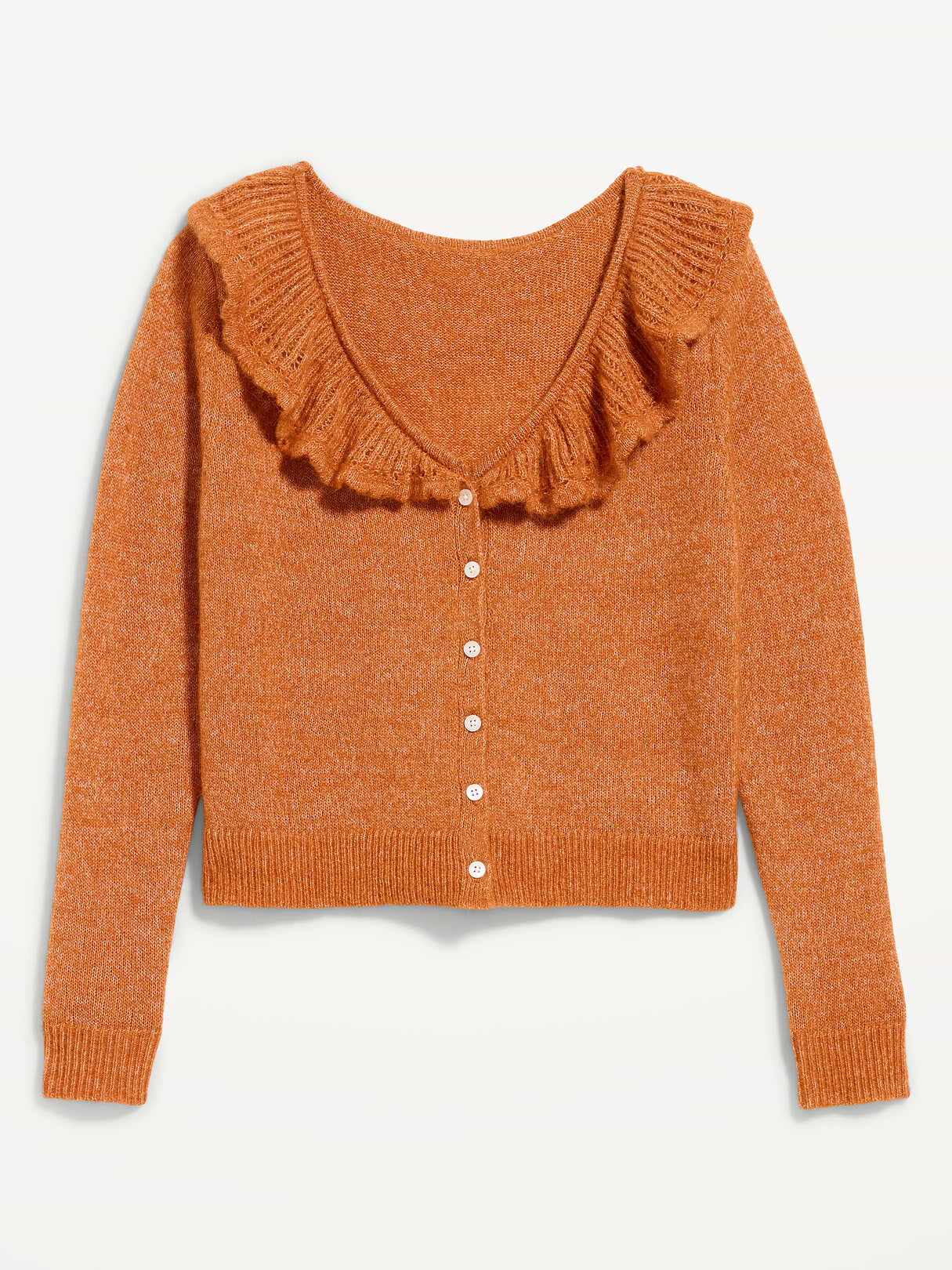 Ruffle-Collar Wool-Blend Pointelle Cardigan - Spice of Life