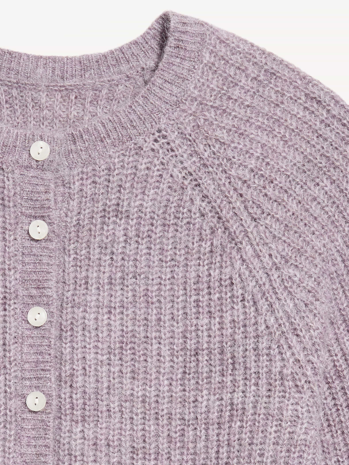 Cozy Crew-Neck Wool-Blend Cardigan - Rose Dawn