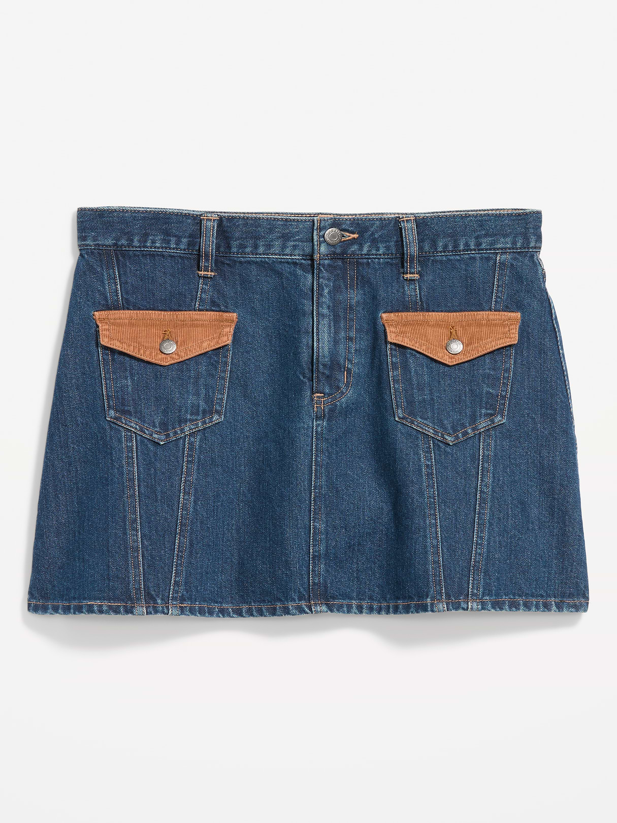 Flap-Front Pocket Mini Skirt - Indigo