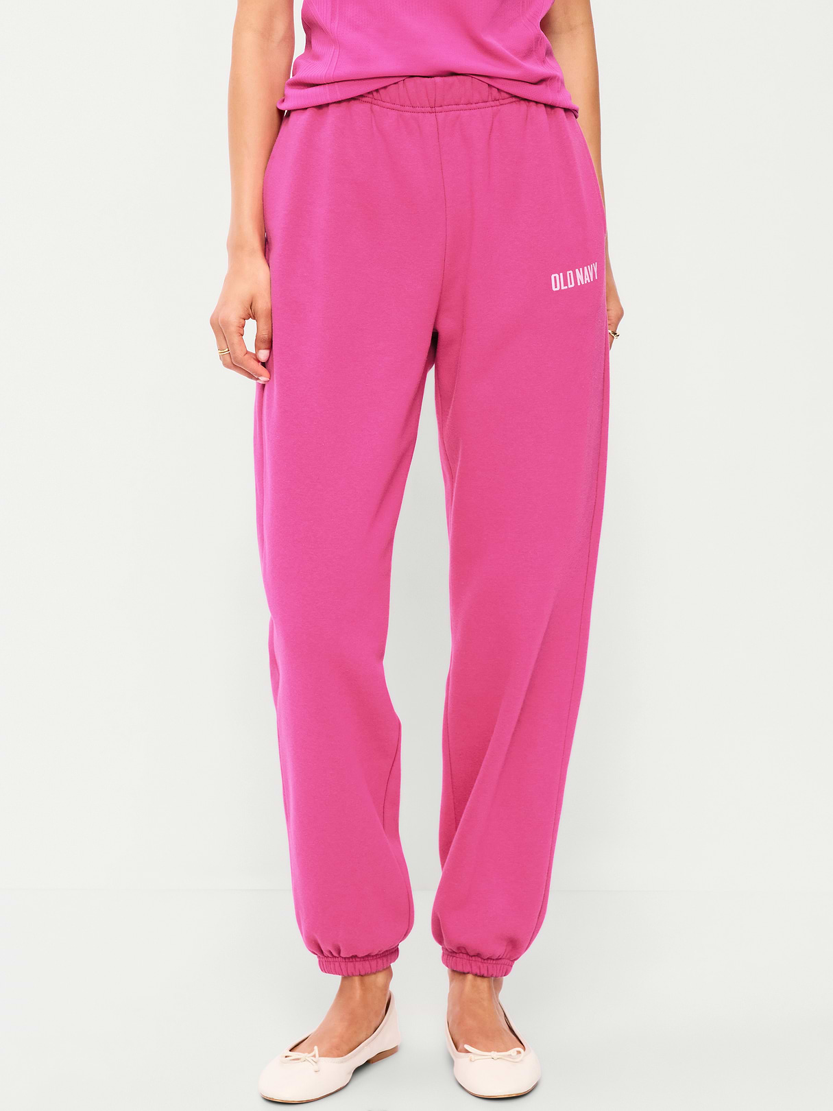 High-Waisted Cinched-Ankle Sweatpants - Dragonfruit