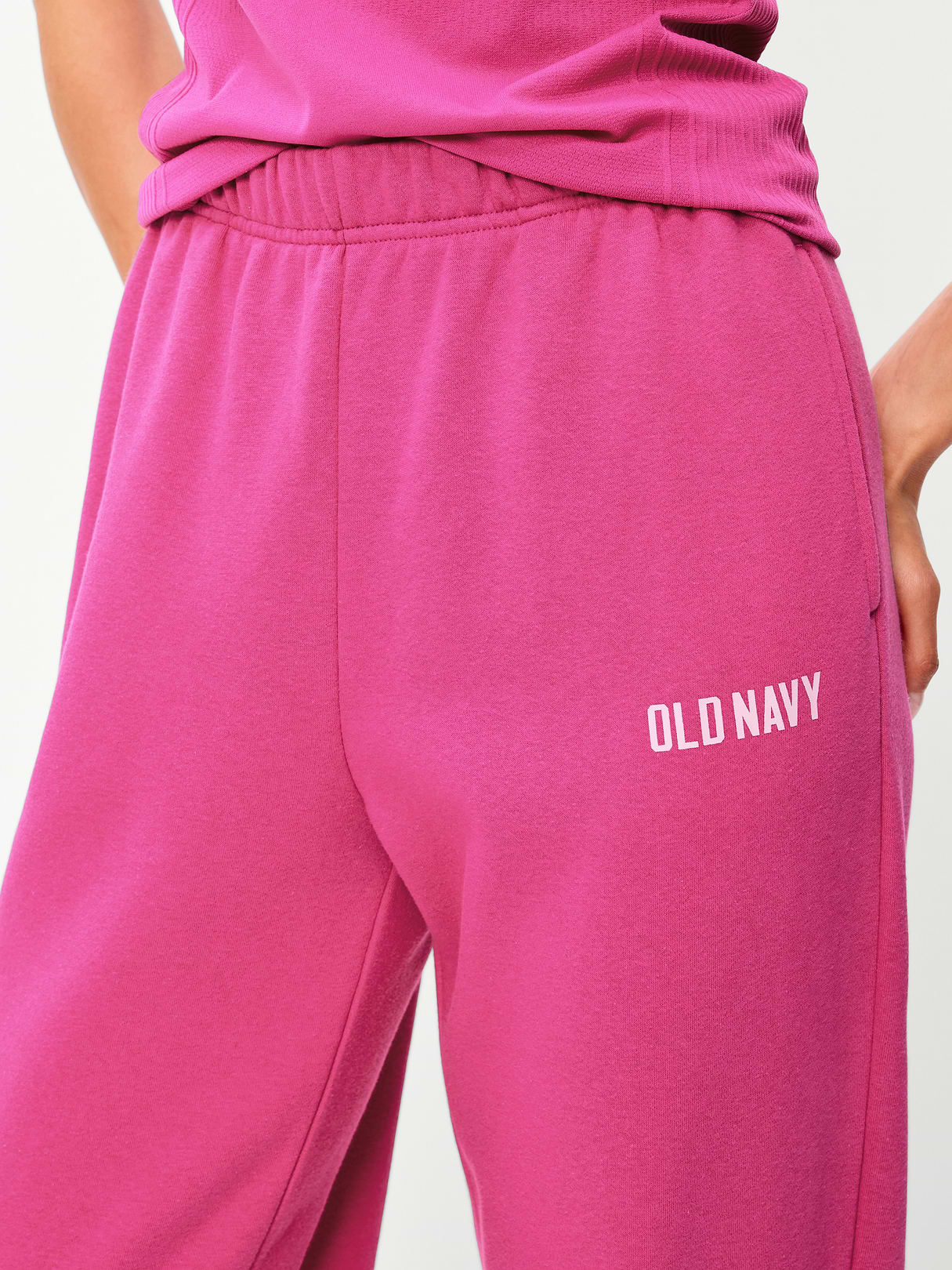 High-Waisted Cinched-Ankle Sweatpants - Dragonfruit