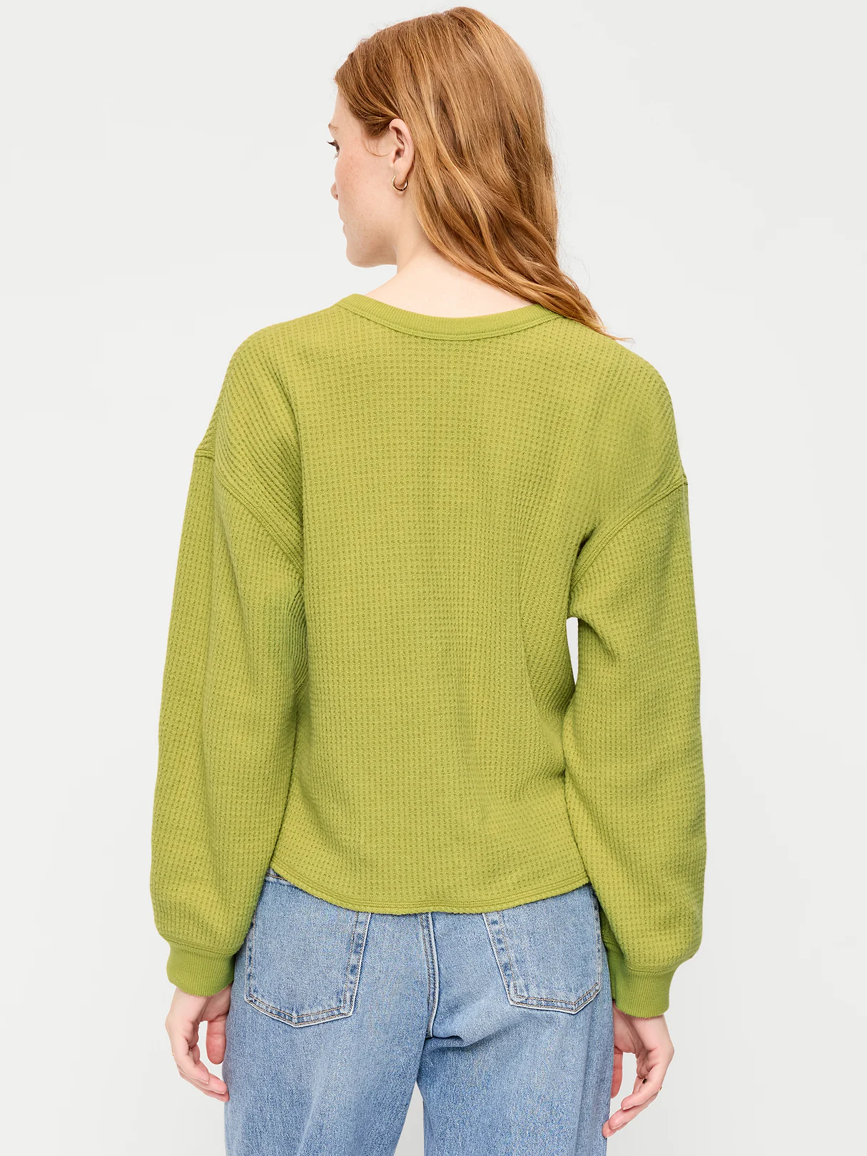 Long-Sleeve Crew-Neck Henley T-Shirt - Wasabi