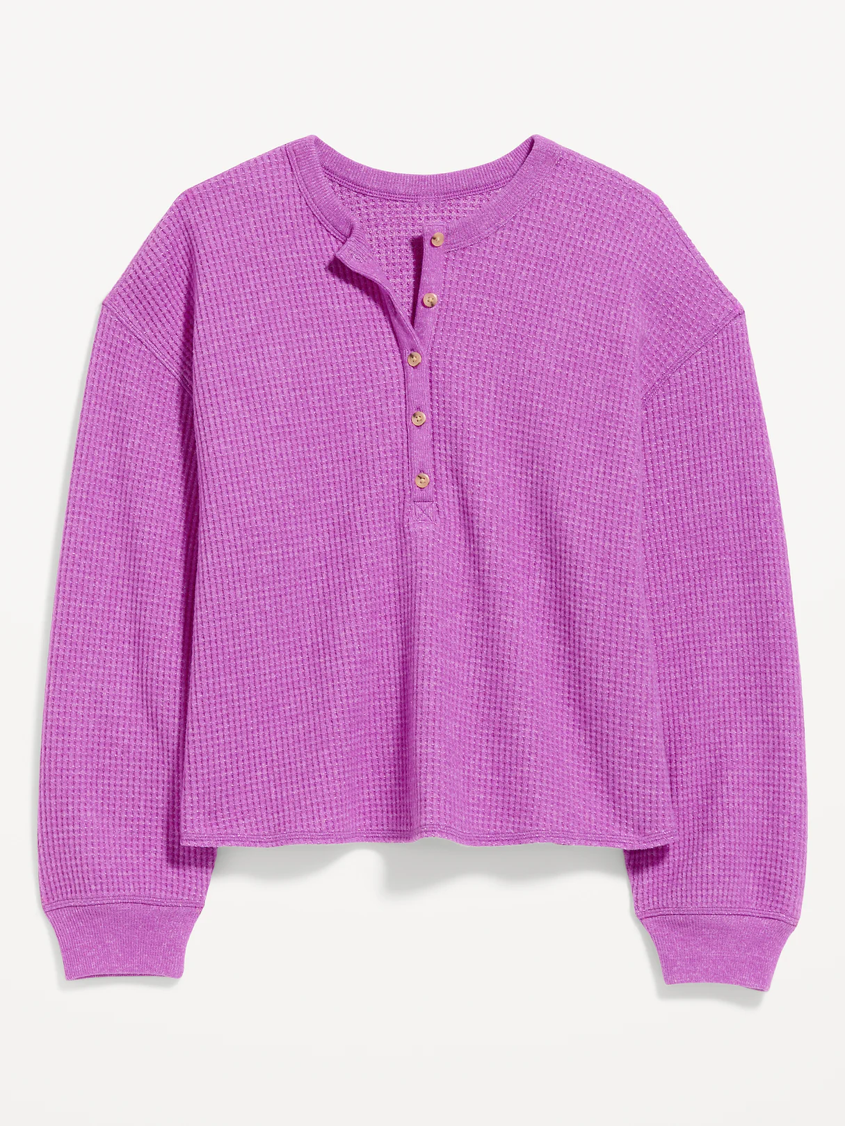 Long-Sleeve Crew-Neck Henley T-Shirt - Wild Prairie Rose