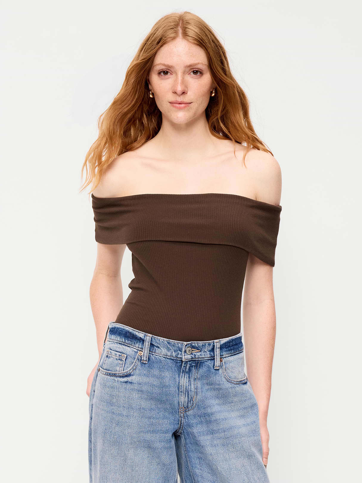 Off-The-Shoulder Fitted Top - Earthen