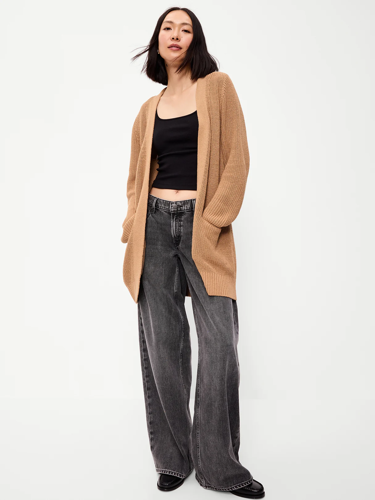 Longline Open-Front Wrap - Heather Camel