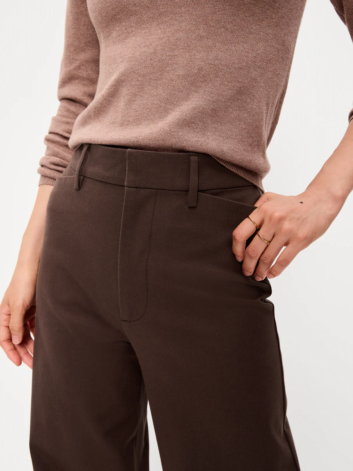 High-Waisted Pull-On Pixie Wide Leg Pants - Black Coffee