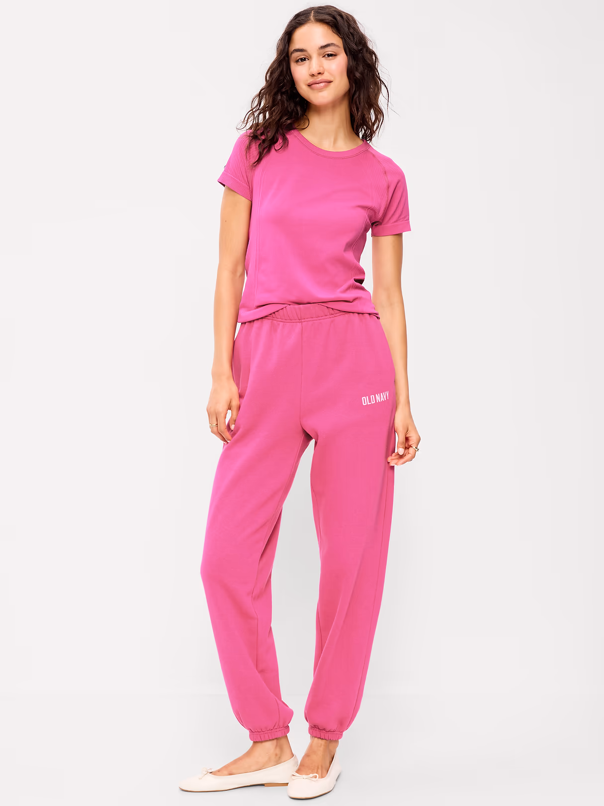 High-Waisted Cinched-Ankle Sweatpants - Dragonfruit