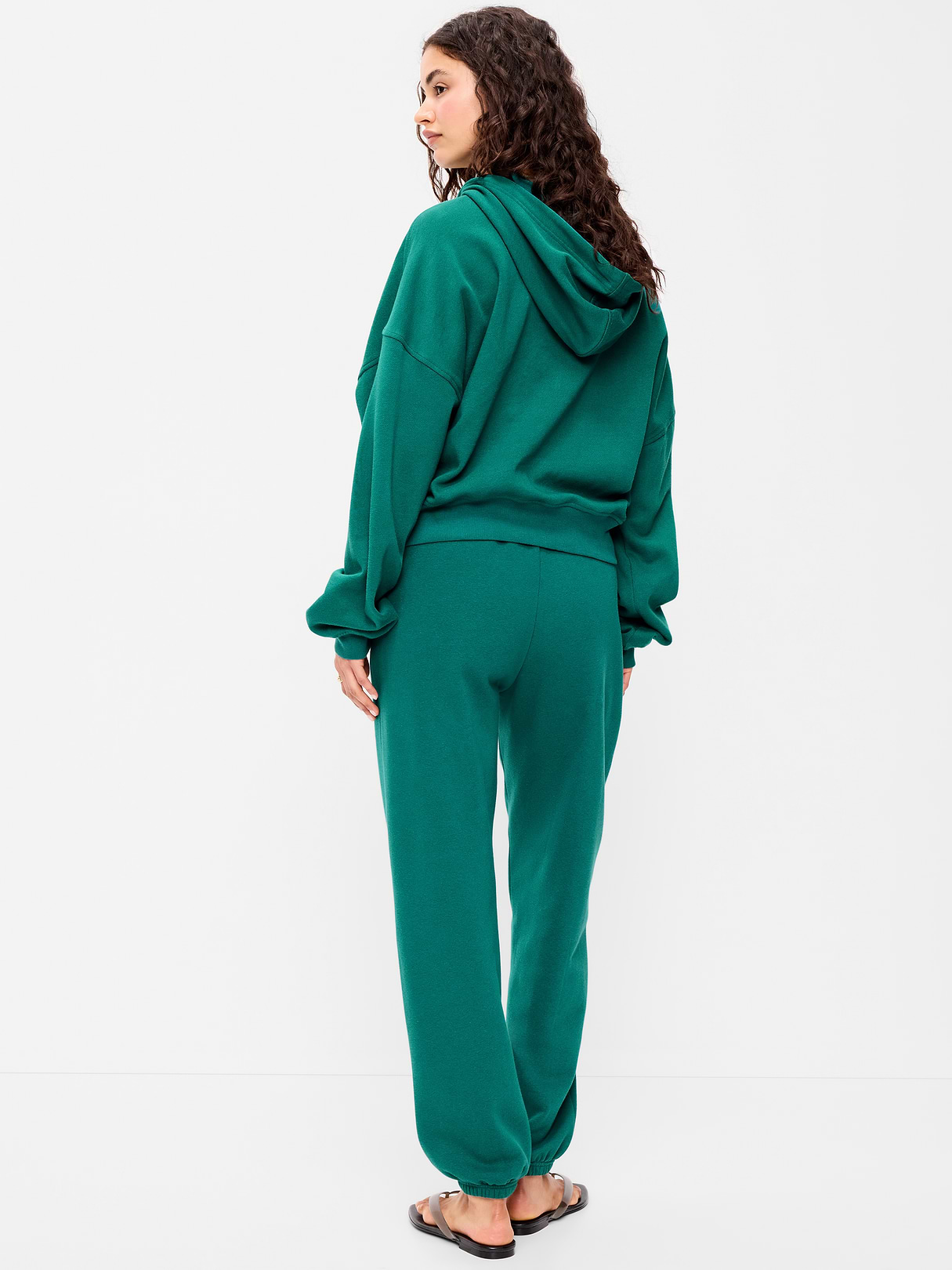 High-Waisted Cinched-Ankle Sweatpants - Deep Lagoon