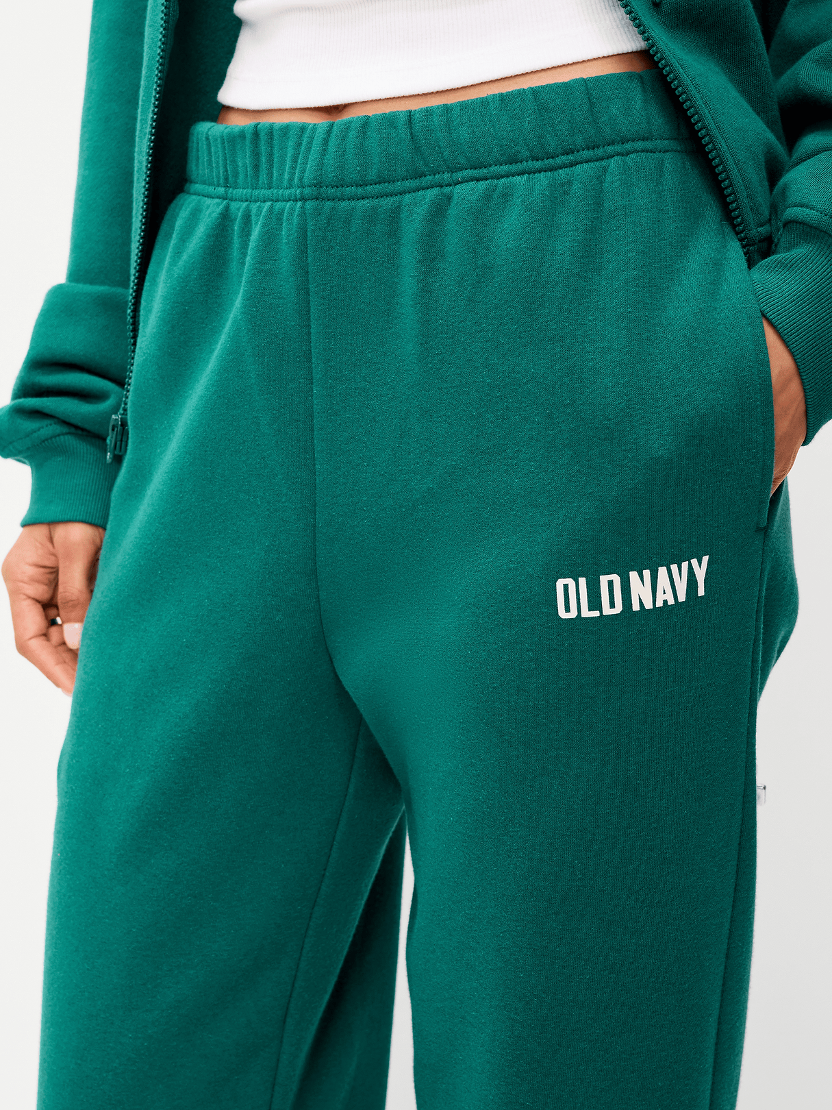 High-Waisted Cinched-Ankle Sweatpants - Deep Lagoon