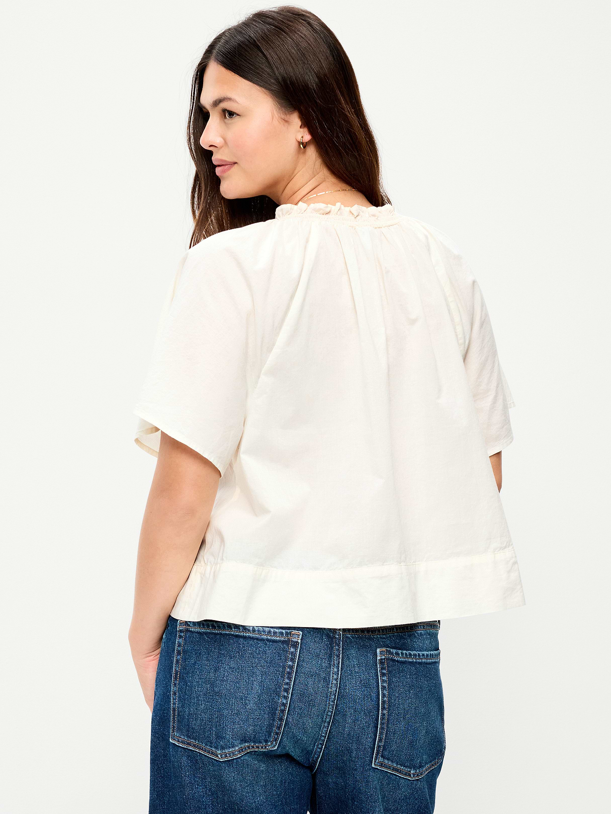 Loose Short-Sleeve Striped Top - Creme De La Creme