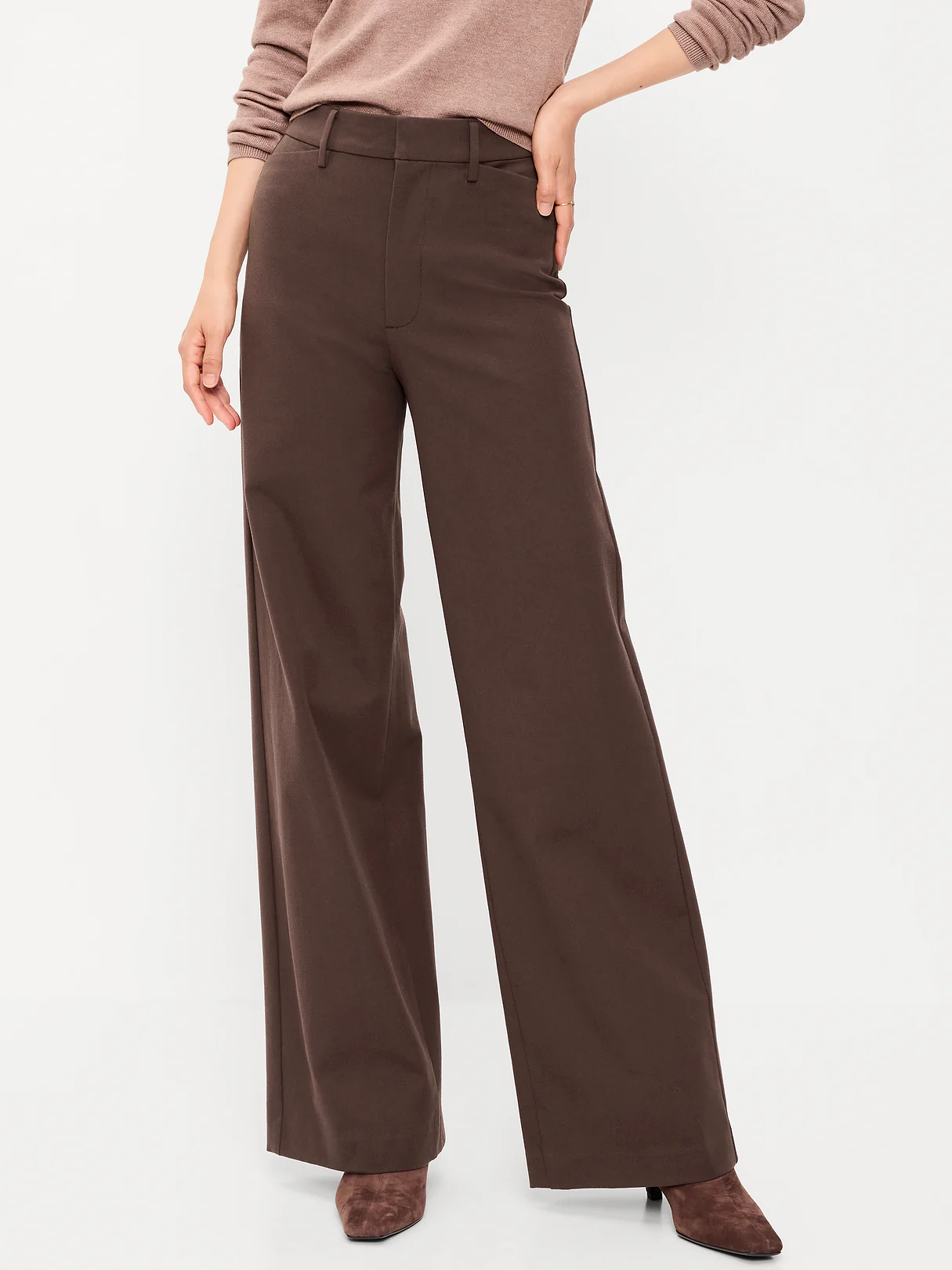 High-Waisted Pull-On Pixie Wide Leg Pants - Black Coffee