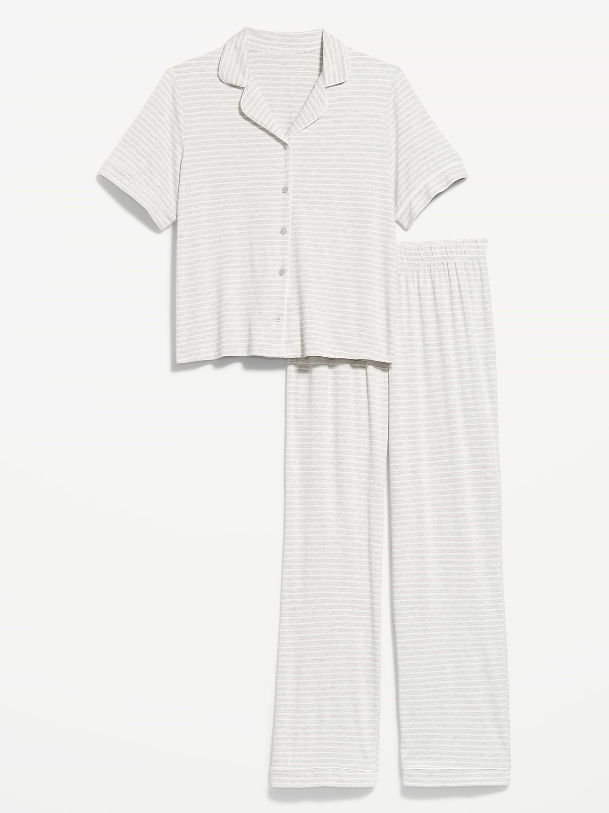 Sunday Sleep Knit Jersey Pant Set - Gray Stripe