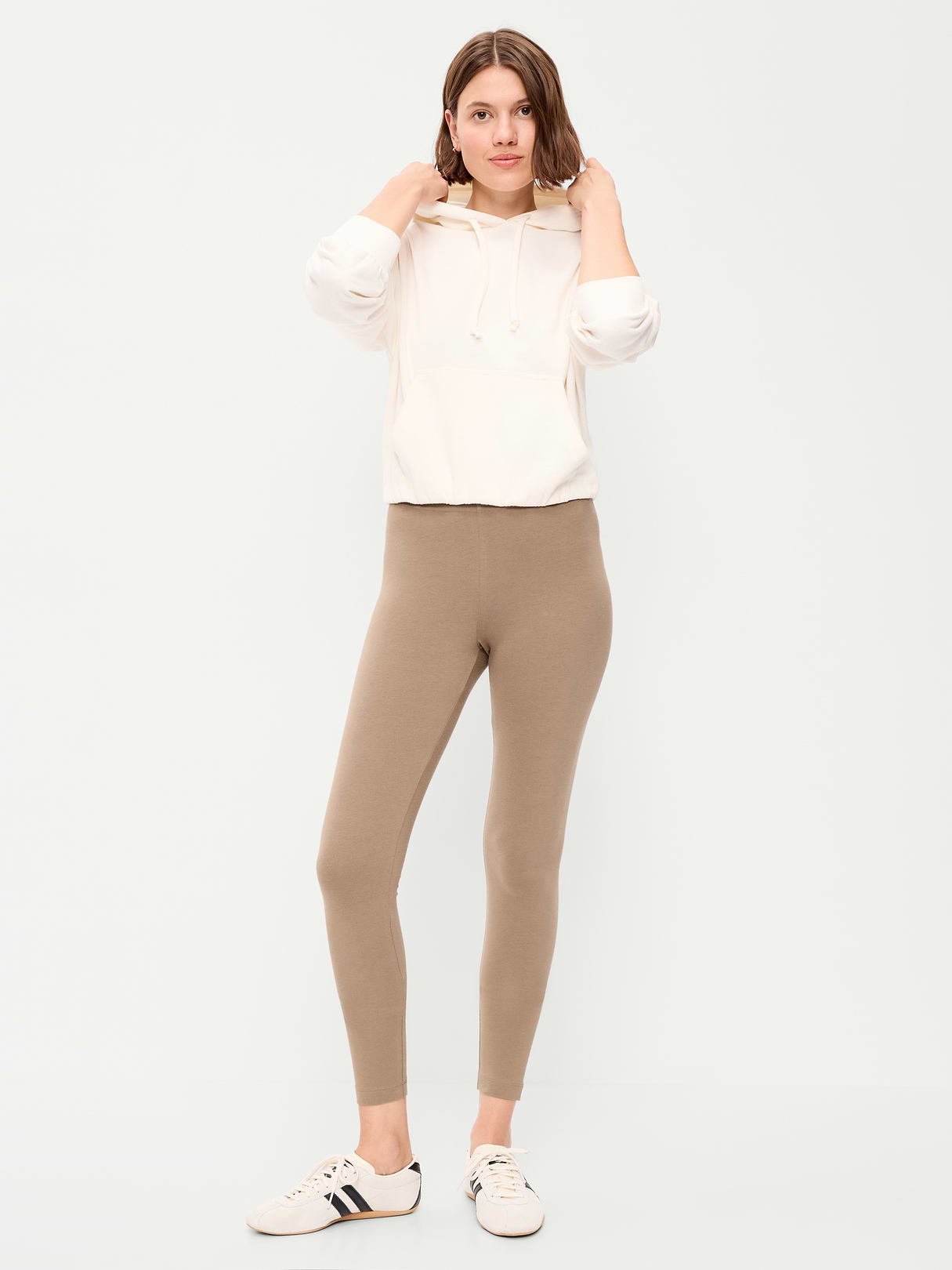 High-Waisted Jersey Fashion Layering Leggings - Sedimentary