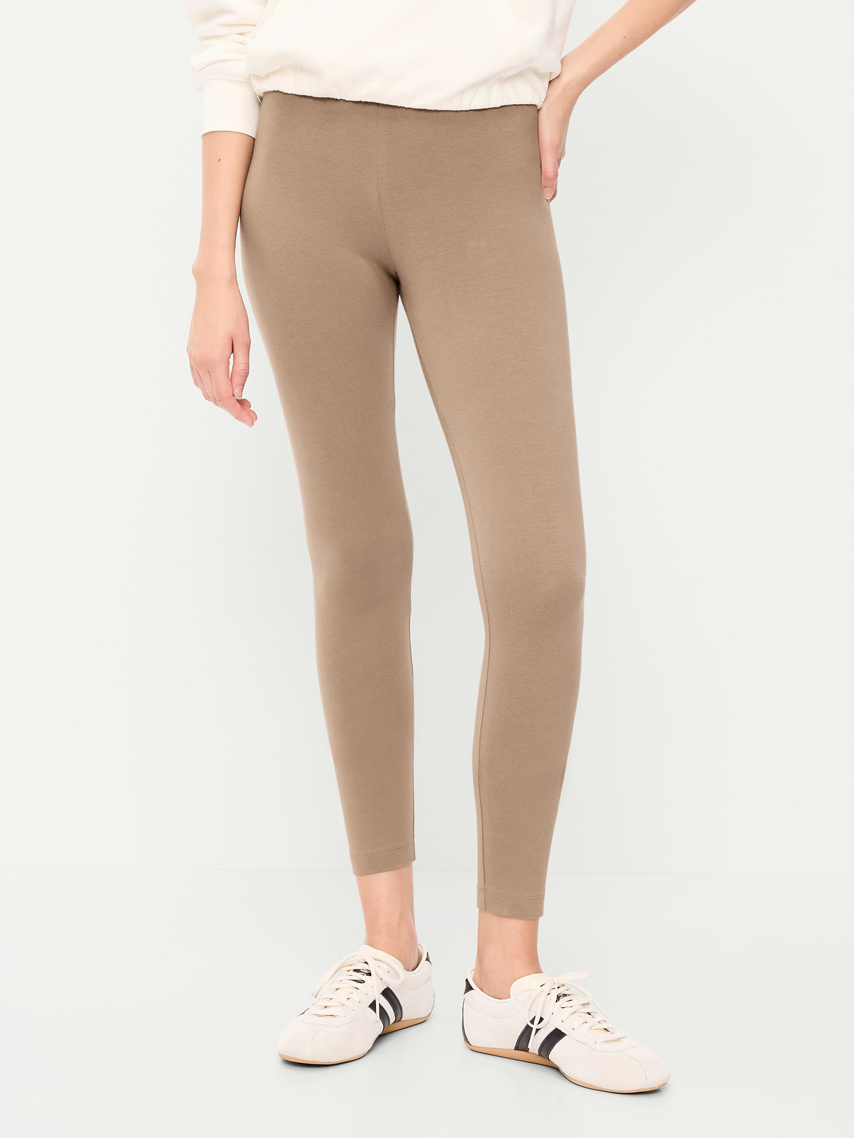 High-Waisted Jersey Fashion Layering Leggings - Sedimentary