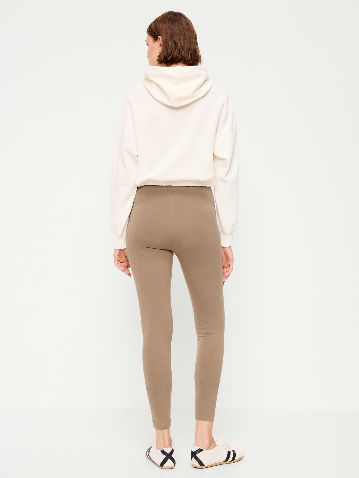 High-Waisted Jersey Fashion Layering Leggings - Sedimentary