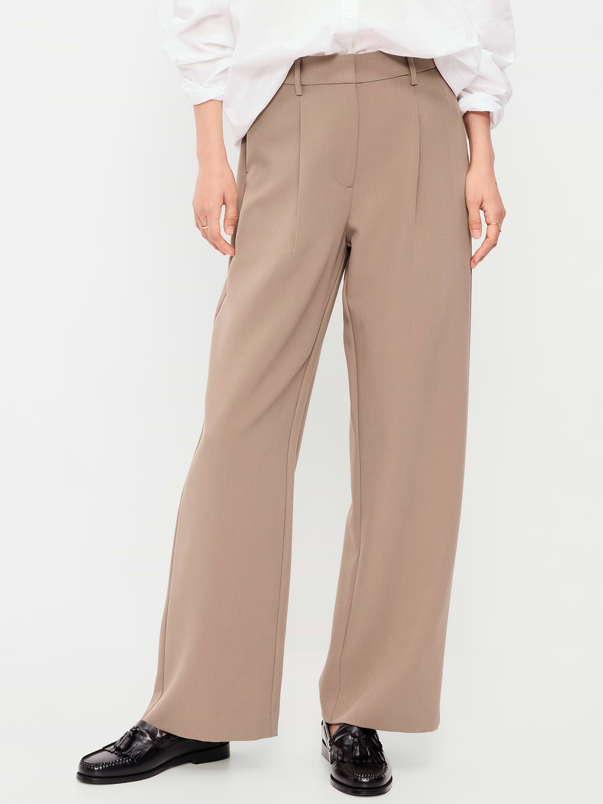 Extra High-Waisted Taylor Wide-Leg Trouser Pants - Sedimentary
