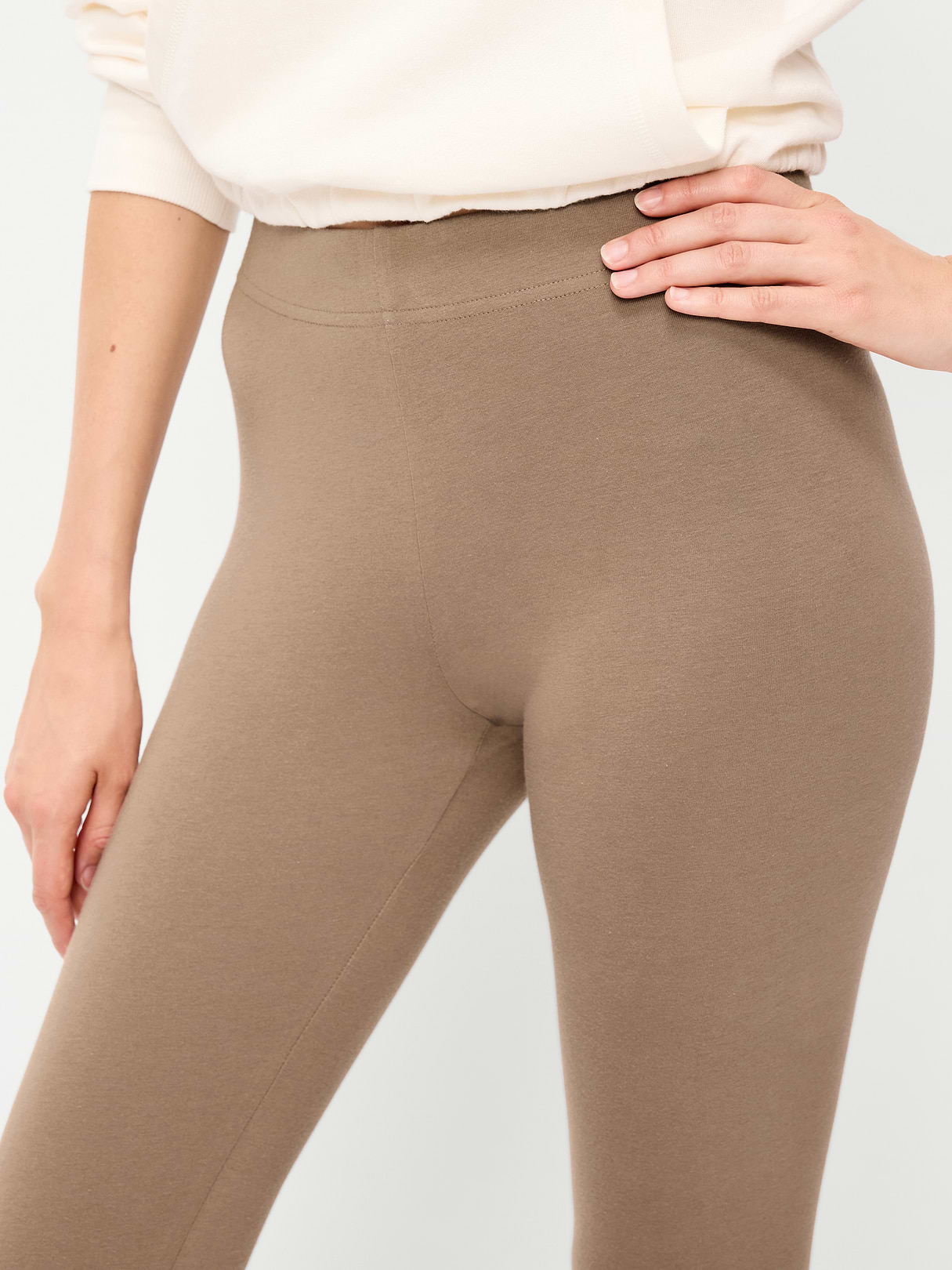 High-Waisted Jersey Fashion Layering Leggings - Sedimentary