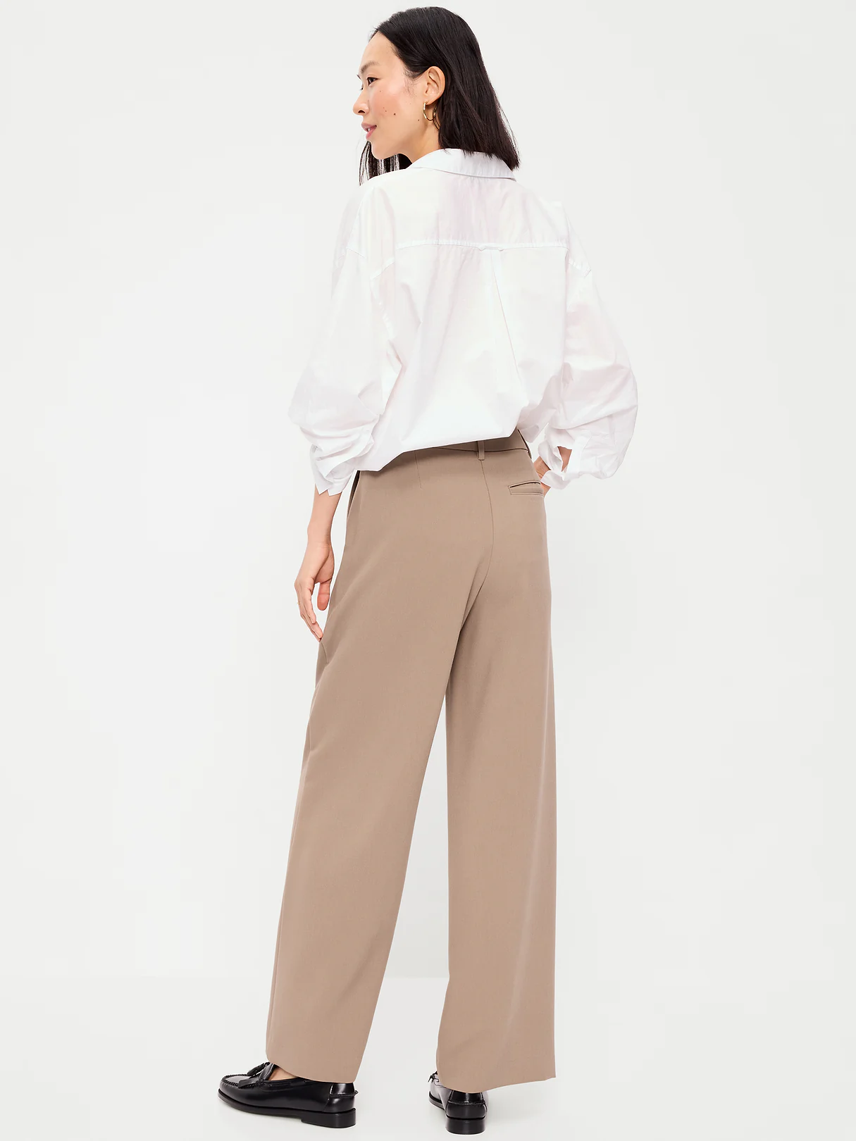 Extra High-Waisted Taylor Wide-Leg Trouser Pants - Sedimentary