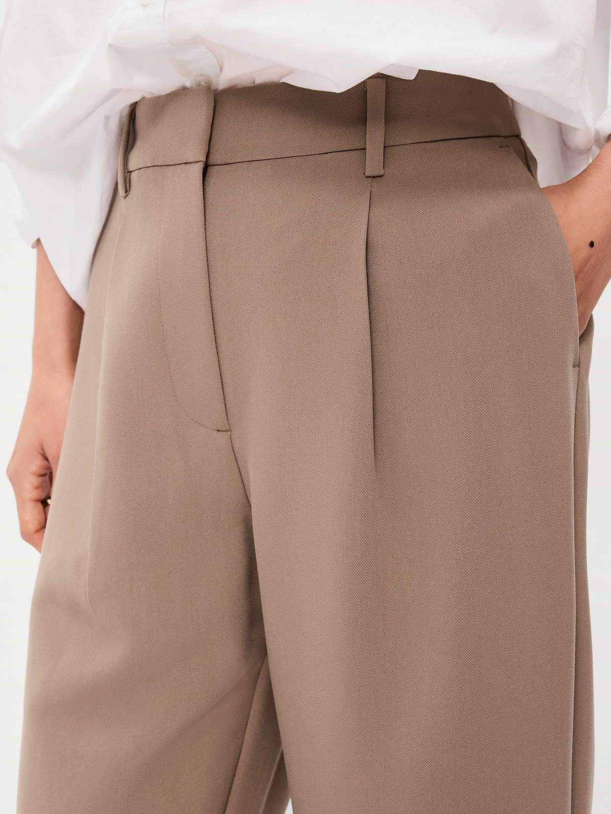 Extra High-Waisted Taylor Wide-Leg Trouser Pants - Sedimentary