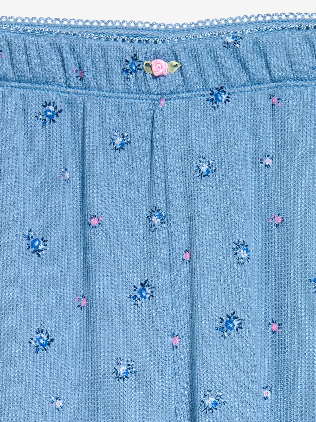 Waffle-Textured Pajama Pants - Blue Ditsy Floral