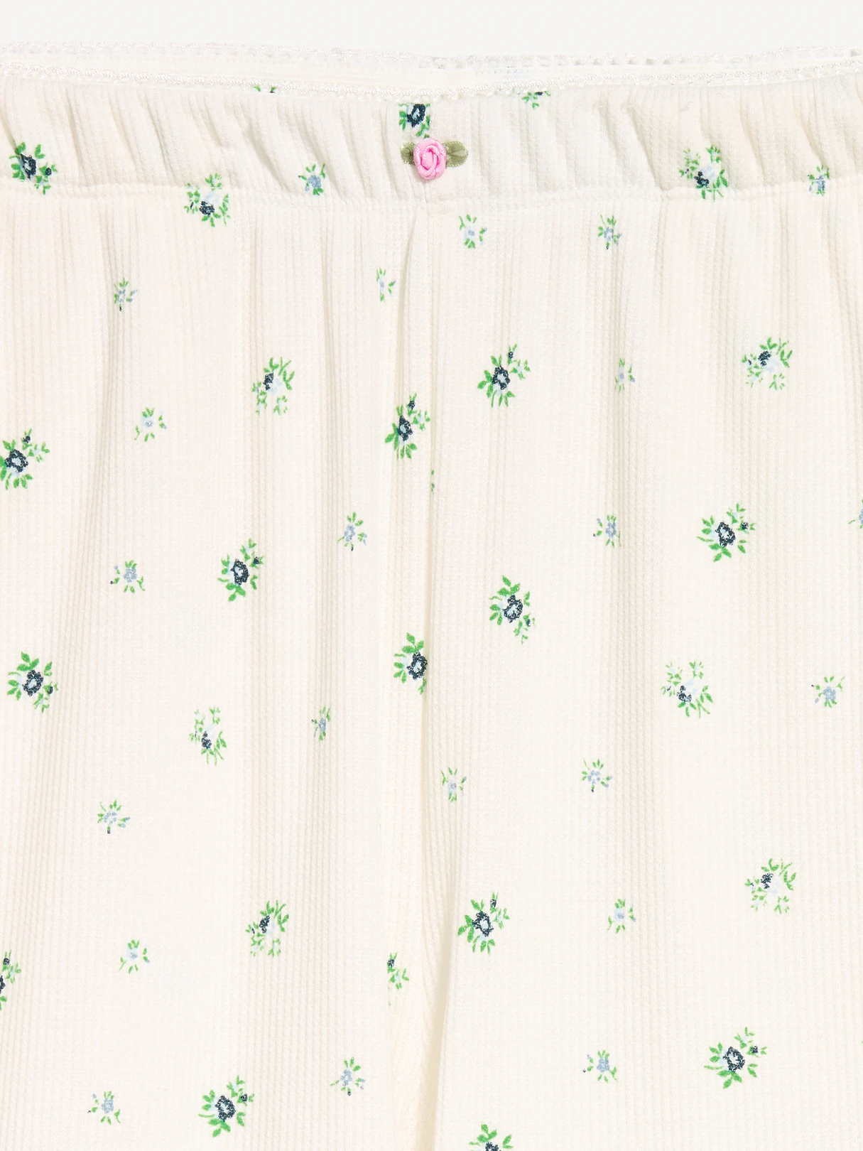 Waffle-Textured Pajama Pants - Cream Ditsy Floral