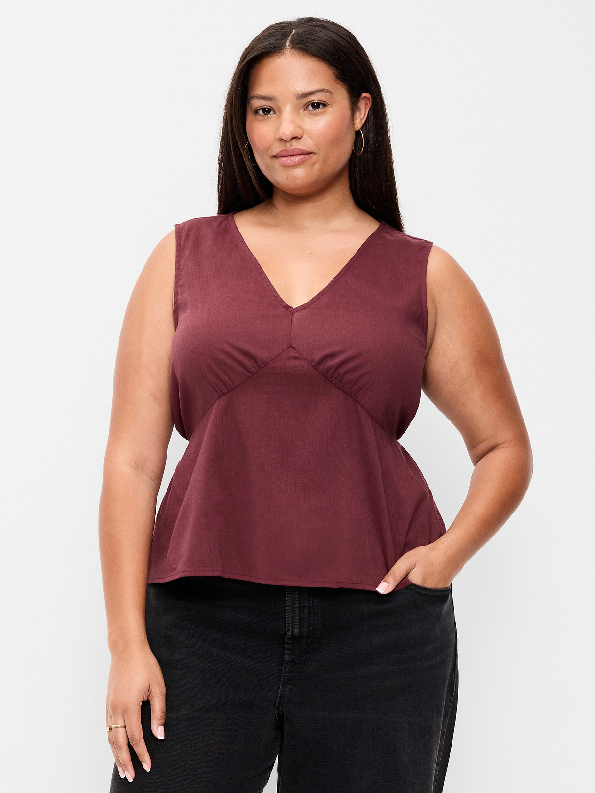 Sleeveless V-Neck Tie-Back Top - Reddy Or Not