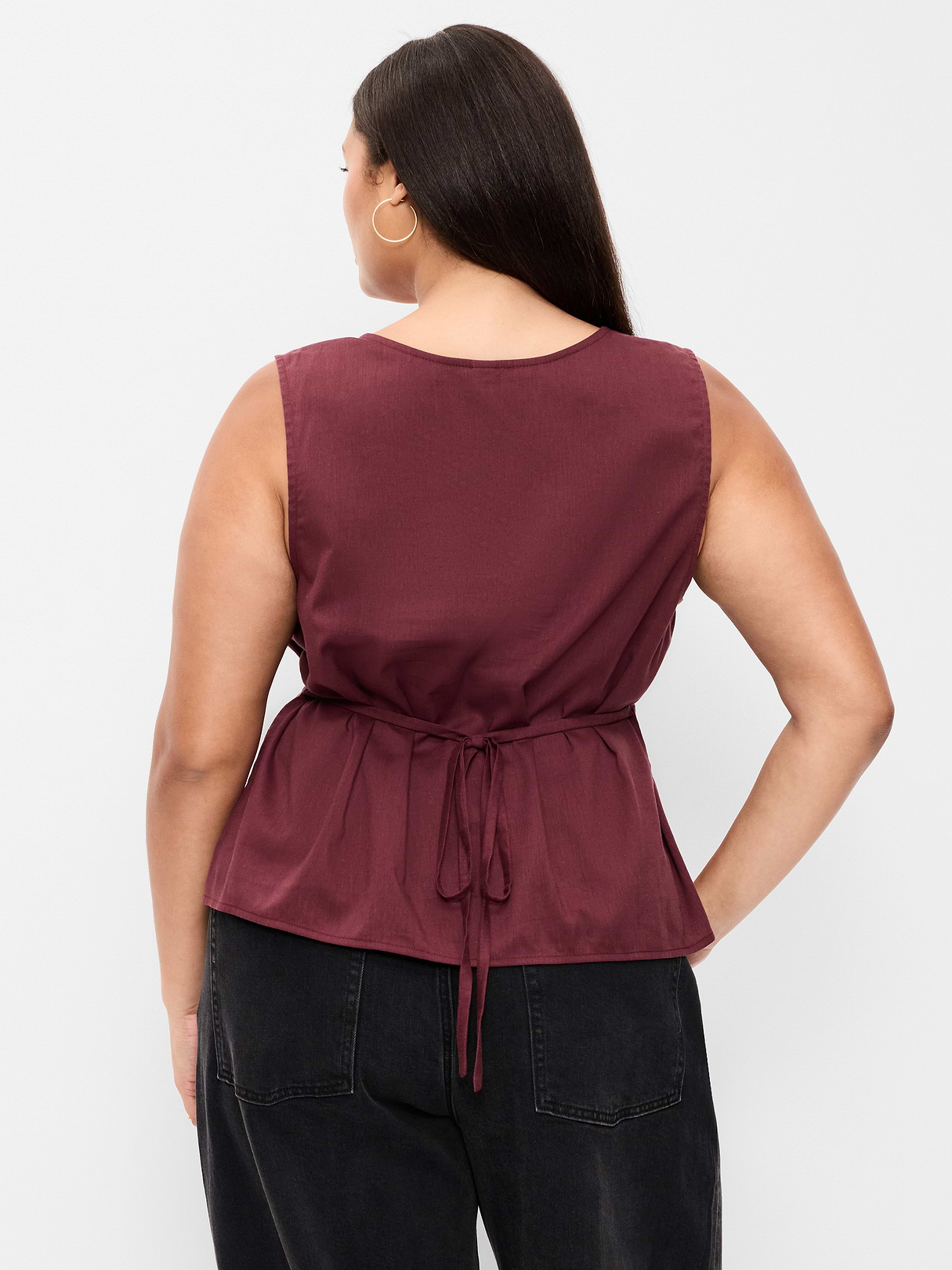 Sleeveless V-Neck Tie-Back Top - Reddy Or Not