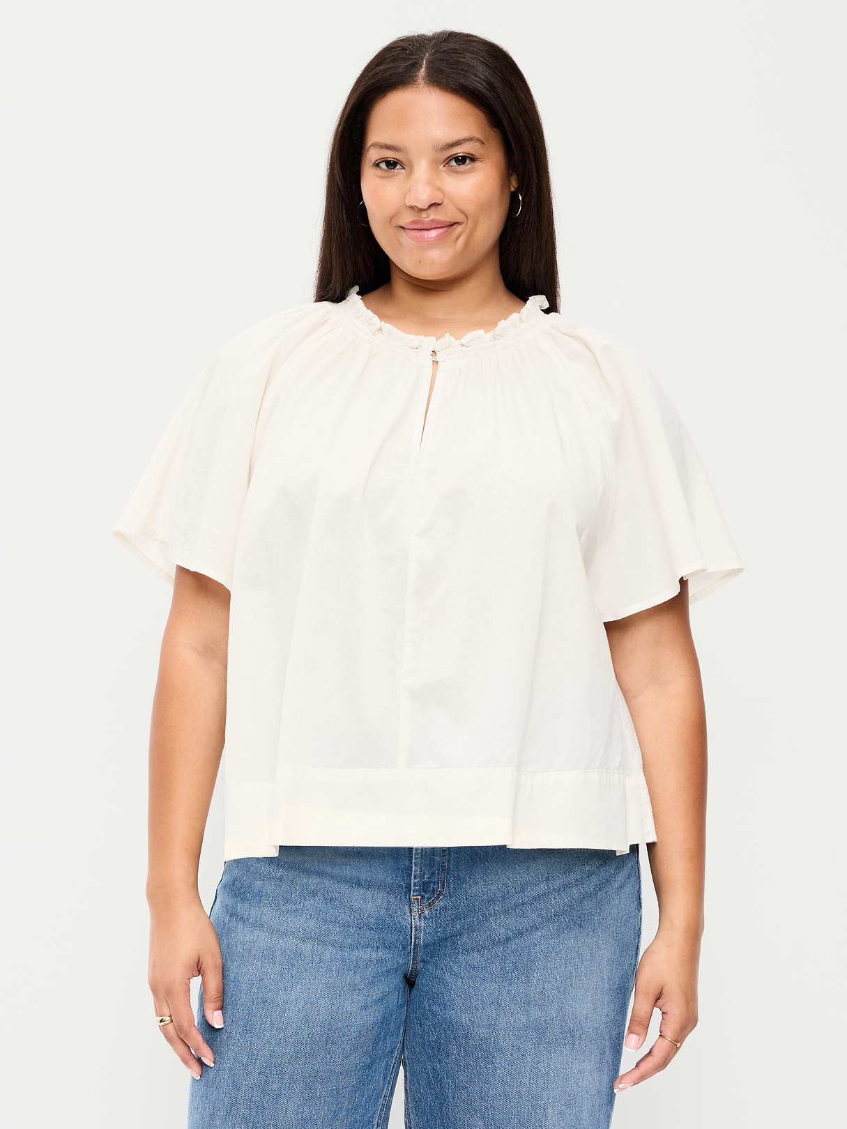 Loose Short-Sleeve Striped Top - Creme De La Creme