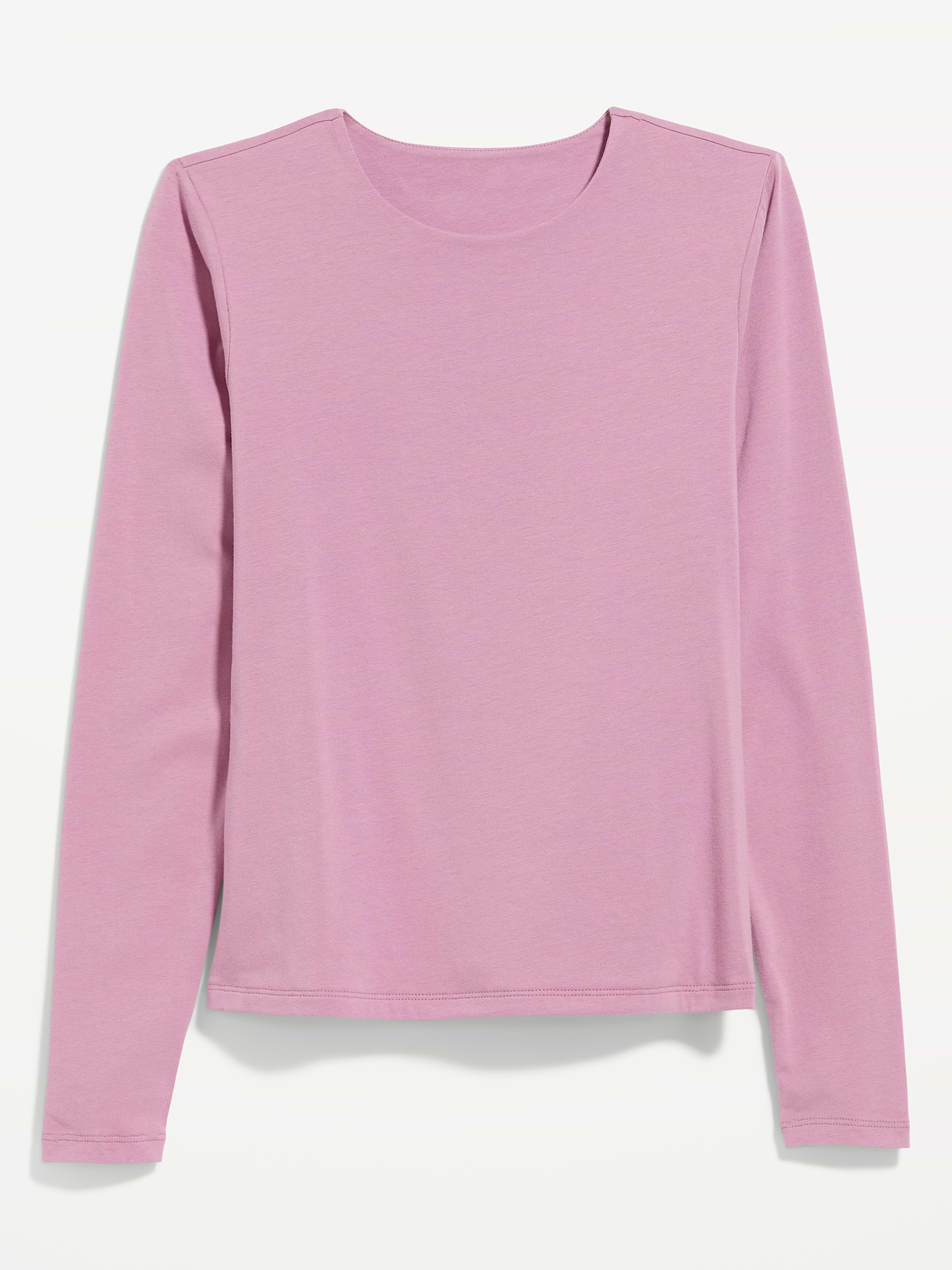 Hug Double-Layer Crew-Neck Long-Sleeve Top - Rose Dawn