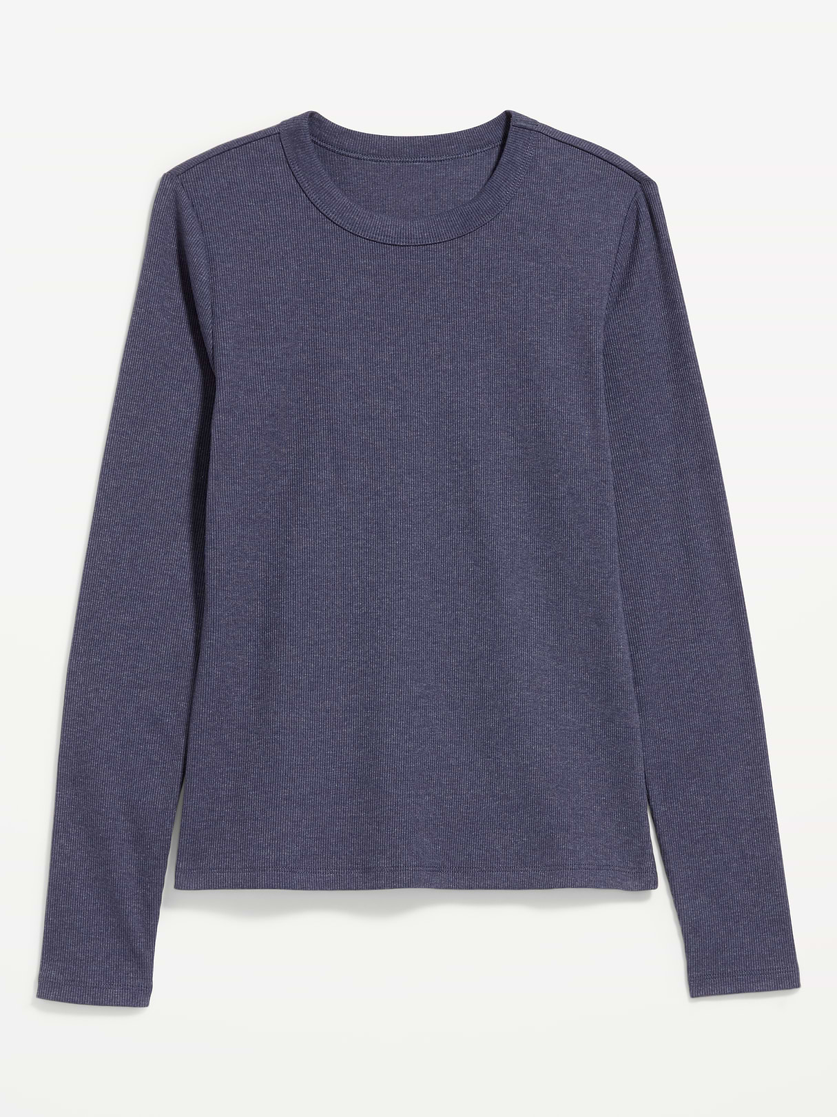 Snug Long-Sleeve Striped Ribbed T-Shirt - Volcanic Glass