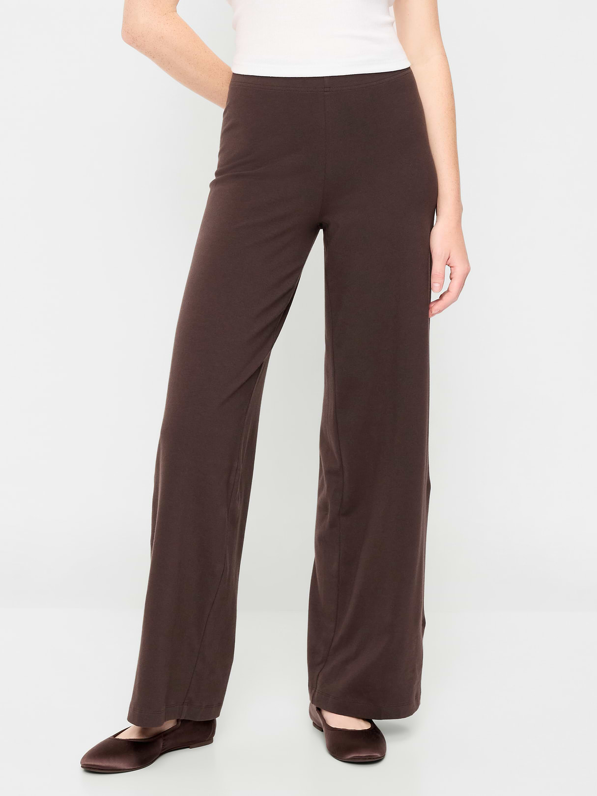 High-Waisted Fashion Wide-Leg Leggings - Black Coffee