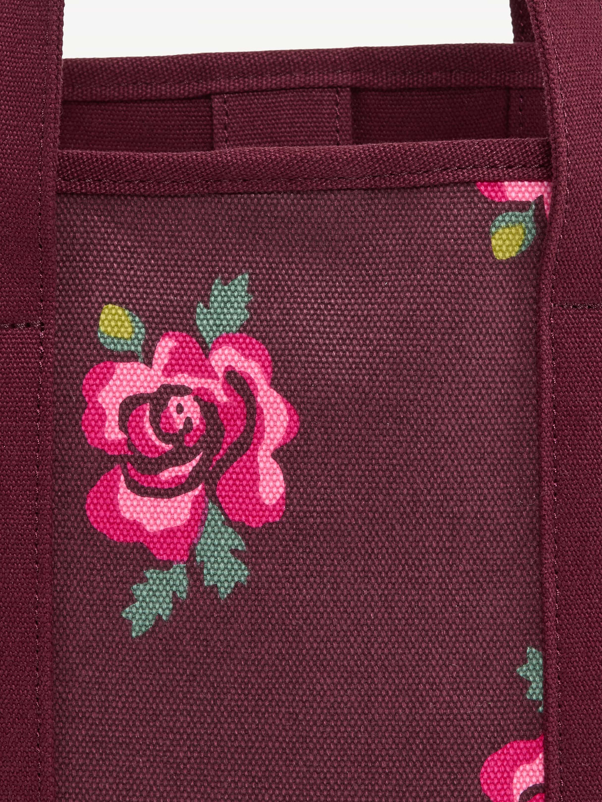 Small Graphic Tote Bag - Burgundy Ditsy Floral