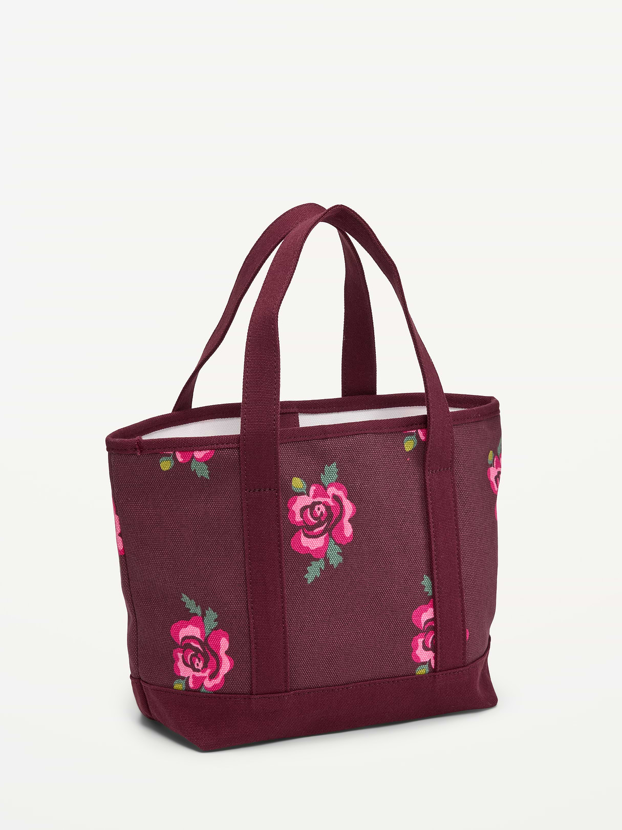 Small Graphic Tote Bag - Burgundy Ditsy Floral