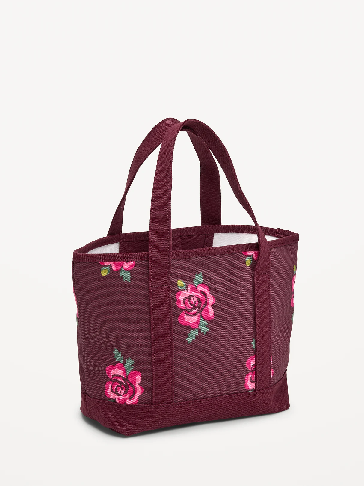 Small Graphic Tote Bag - Burgundy Ditsy Floral