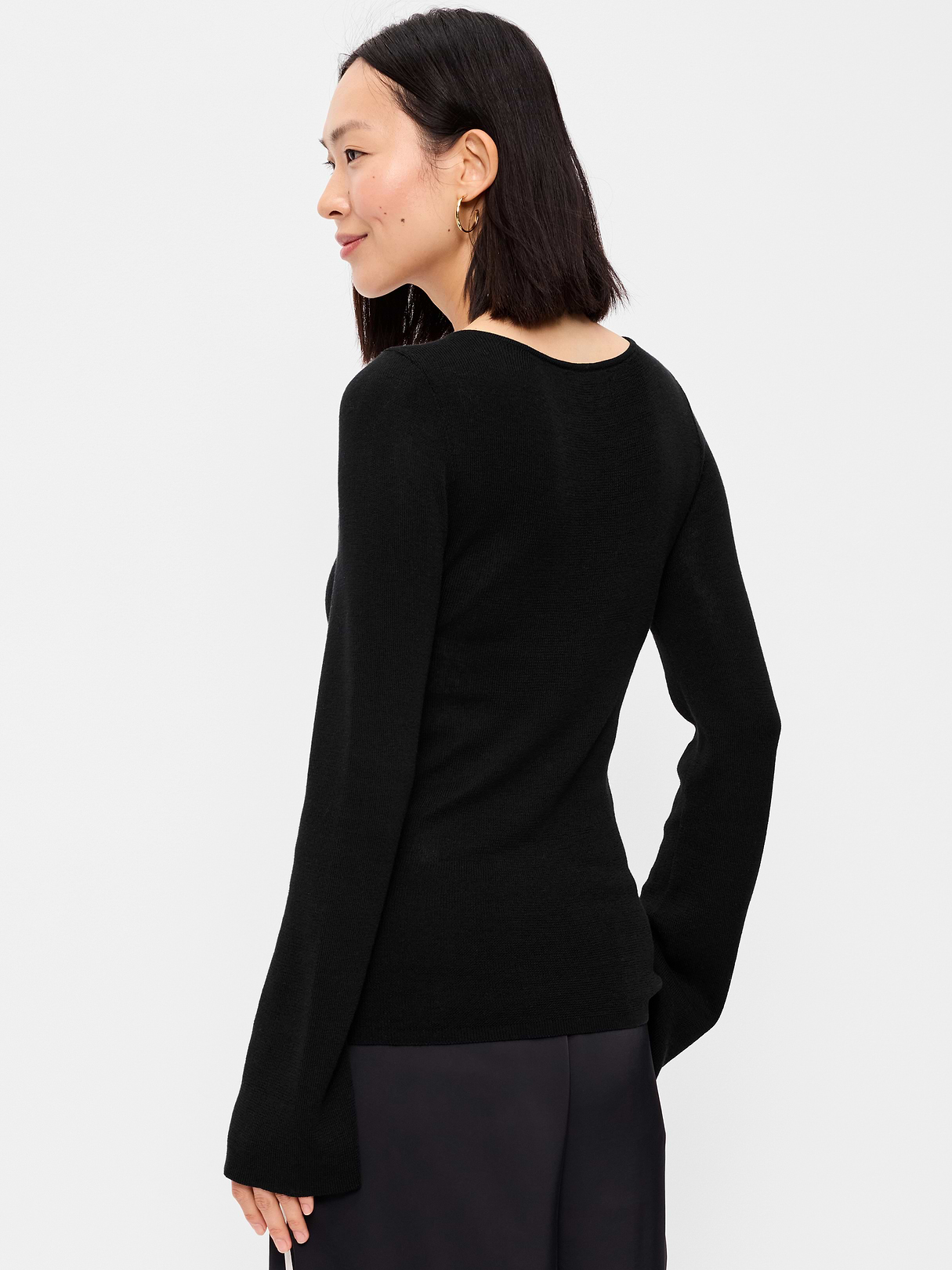 Bell-Sleeve Keyhole Top - Black Jack
