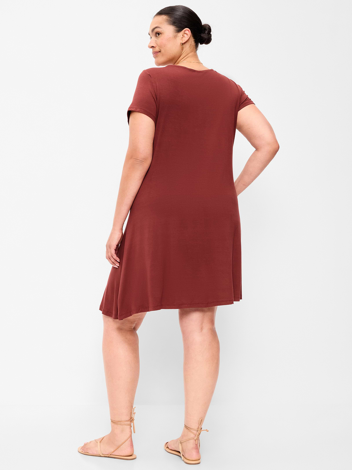 Short-Sleeve Mini Swing Dress - Emberglow